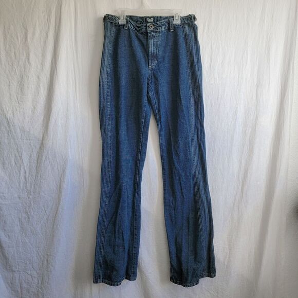 Dolce & Gabbana Vintage Low Rise Cinch Waist Flare Jeans Cotton Linen Size 29 - Picture 1 of 7